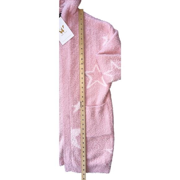 White Mark Women's Long Sleeve Star Hooded Fleece Cardigan L/XL - Picture 2 of 8